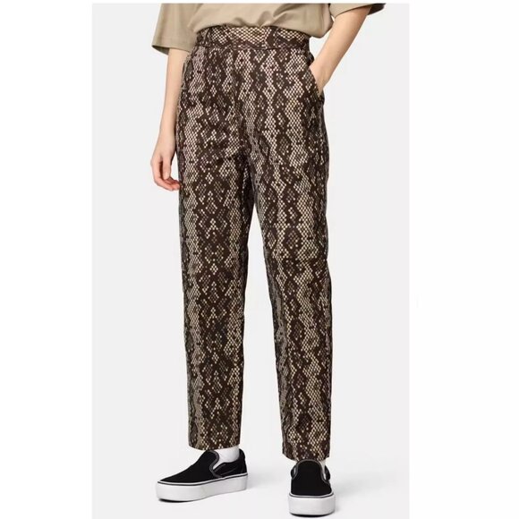 Dickies Womens Pants Camden Brown Animal Print Haigh Rise NWT Size 2‎ - Picture 1 of 6